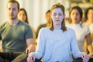 A guided meditation class as a substance abuse group therapy activity. 